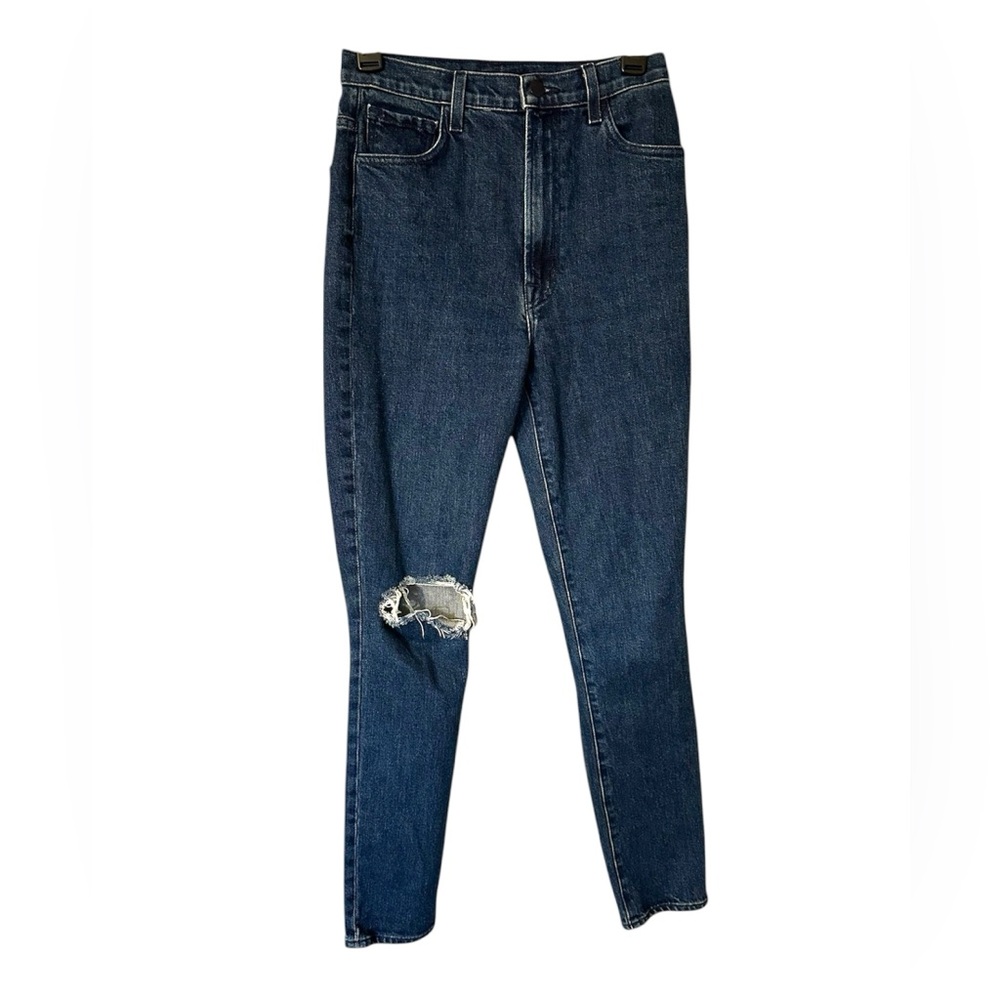 Dark Wash J Brand High Rise Distressed Women's Skinny Jeans 27 Indie Sleaze